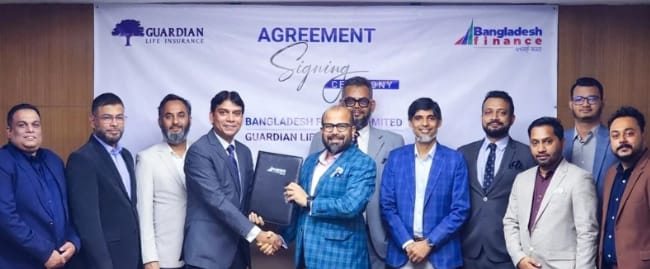 বীমা সুবিধা প্রদানে গার্ডিয়ান লাইফ ও বাংলাদেশ ফাইন্যান্সের চুক্তি স্বাক্ষর